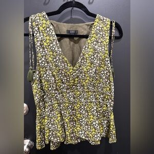 Jcrew Olive Green Floral Print Tie Shoulder Top - Size Medium NWOT